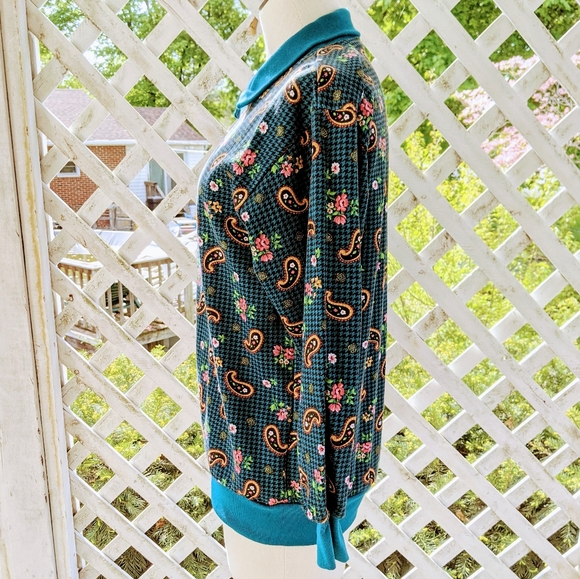 Vintage paisley houndstooth floral sweatshirt - Picture 4 of 7
